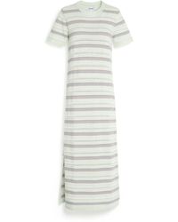 Barrie - Long Striped Cashmere And Cotton Dress - Lyst