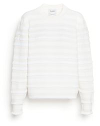 Barrie - Striped Cashmere And Cotton Round-neck Jumper - Lyst