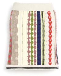 Barrie - Cashmere Skirt With Raised Stripe Motif - Lyst