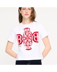 Barrie - Cropped T-shirt With Logo Cashmere Patch - Lyst