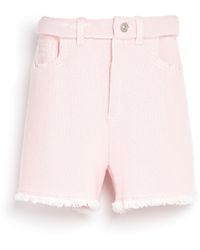 Barrie - Denim Fringed Cashmere And Cotton Shorts - Lyst