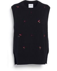 Barrie - Iconic Sleeveless Jumper In Cashmere With Floral Embroidery - Lyst