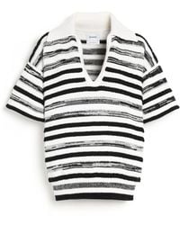Barrie - Striped Cashmere And Cotton Polo Shirt - Lyst