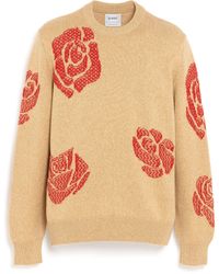 Barrie - Round-neck Cashmere Jumper With Roses Motif - Lyst