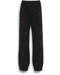 Barrie - Iconic Trousers In Cashmere With Floral Embroidery - Lyst