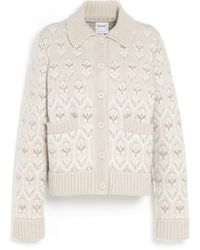 Barrie - Chunky Cashmere And Cotton Cardigan With Thistle Motif - Lyst