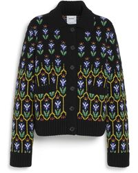 Barrie - Chunky Cashmere And Cotton Cardigan With Thistle Motif - Lyst