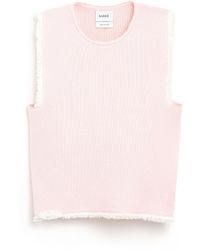 Barrie - Denim Fringed Cashmere And Cotton Top - Lyst