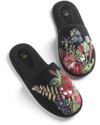 Barrie - Floral Cashmere Slippers - Lyst