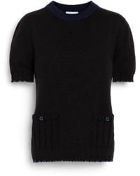 Barrie - Lightweight Cashmere And Cotton Top With Ribbed Detailing - Lyst