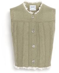 Barrie - Denim Fringed Cashmere And Cotton Sleeveless Jacket - Lyst