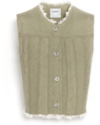 Barrie - Denim Fringed Cashmere And Cotton Sleeveless Jacket - Lyst