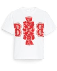 Barrie - Cropped T-shirt With Logo Cashmere Patch - Lyst