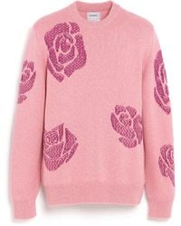 Barrie - Round-neck Cashmere Jumper With Roses Motif - Lyst