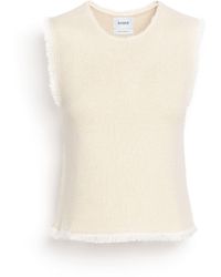 Barrie - Denim Fringed Cashmere And Cotton Top - Lyst