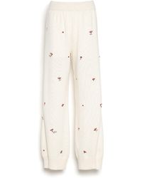 Barrie - Iconic Trousers In Cashmere With Floral Embroidery - Lyst