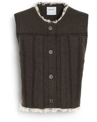 Barrie - Denim Fringed Cashmere And Cotton Sleeveless Jacket - Lyst