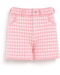 Barrie - Denim Cashmere And Cotton Shorts With Gingham Motif - Lyst