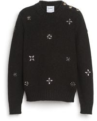 Barrie - Jumper In Chunky Cashmere With Gold Buttons With Embroidery - Lyst