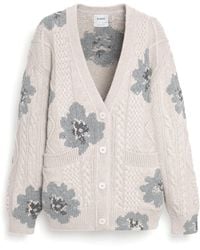 Barrie - V-neck Cardigan With Floral Pattern In Cashmere - Lyst