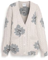 Barrie - V-neck Cardigan With Floral Pattern In Cashmere - Lyst