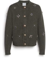 Barrie - Chunky Cashmere Cardigan With Gold Buttons With Embroidery - Lyst
