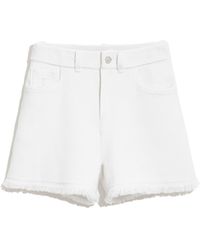 Barrie - Denim Fringed Cashmere And Cotton Shorts - Lyst
