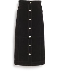 Barrie - Suede-effect Long Skirt In Cashmere And Cotton - Lyst