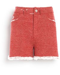 Barrie - Denim Fringed Cashmere And Cotton Shorts - Lyst