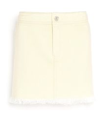 Barrie - Denim Fringed Cashmere And Cotton Miniskirt - Lyst