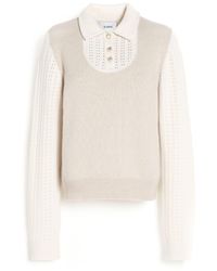 Barrie - Cashmere Lace Jumper With Polo Shirt Collar - Lyst