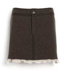 Barrie - Denim Fringed Cashmere And Cotton Miniskirt - Lyst