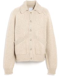 Barrie - Chunky Cashmere Cardigan With Polo Collar And Gold Buttons - Lyst