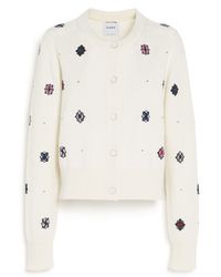 Barrie - Cardigan In Cashmere And Cotton With Floral Motif - Lyst