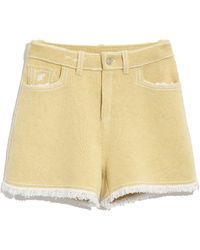 Barrie - Denim Fringed Cashmere And Cotton Shorts - Lyst
