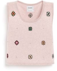 Barrie - Sleeveless Crop Top In Cashmere And Cotton With Floral Motif - Lyst