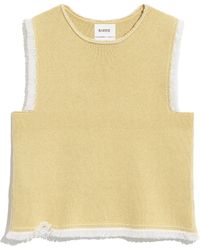 Barrie - Denim Fringed Cashmere And Cotton Top - Lyst