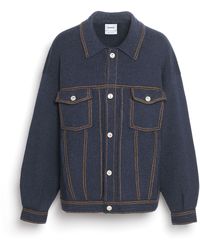 Barrie - Denim Oversized Cashmere And Cotton Jacket - Lyst