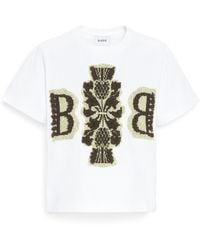 Barrie - Cropped T-shirt With Logo Cashmere Patch - Lyst