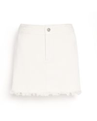 Barrie - Denim Fringed Cashmere And Cotton Miniskirt - Lyst