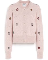 Barrie - Cardigan In Cashmere And Cotton With Floral Motif - Lyst