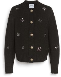 Barrie - Chunky Cashmere Cardigan With Gold Buttons With Embroidery - Lyst