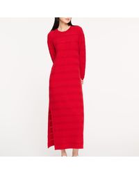 Barrie - Long Cashmere And Cotton Dress With Lace Stripes - Lyst