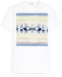 Barrie - Striped T-shirt With Logo Cashmere Patch - Lyst