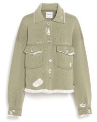 Barrie - Denim Fringed Cashmere And Cotton Jacket - Lyst
