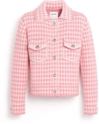 Barrie - Denim Fitted Cashmere And Cotton Jacket With Gingham Motif - Lyst