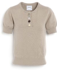 Barrie - Cotton And Cashmere Top With Jewelled Buttons - Lyst
