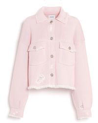 Barrie - Denim Fringed Cashmere And Cotton Jacket - Lyst