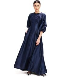 Baruni - Rula Dress: Three Quarter Sleeve Metallic Effect Evening Gown - Lyst