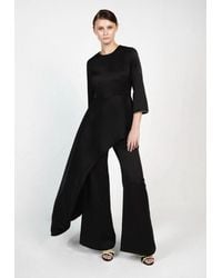 Baruni - Zz Set: Asymmetric Satin Top And Wide Leg Trousers For Weddings - Lyst